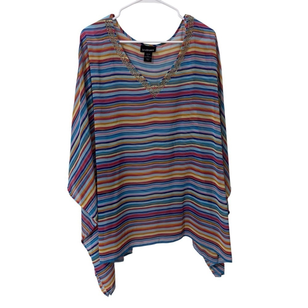 Lane Bryant Multicolor Striped kimono sleeve blouse Top size 26/28
